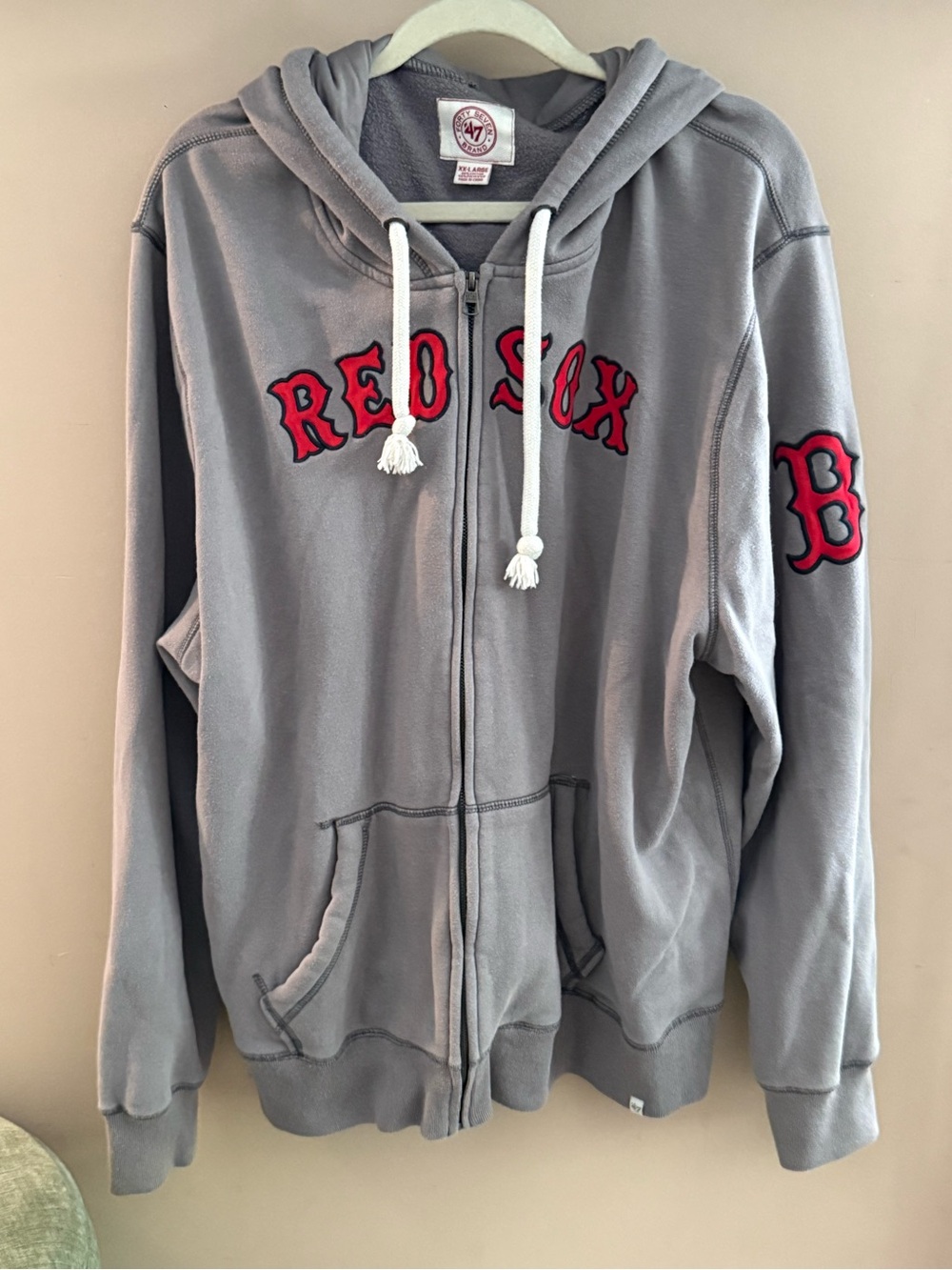 47 Brand Gray Hoodie with White Drawstrings